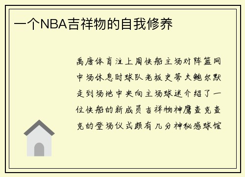 一个NBA吉祥物的自我修养